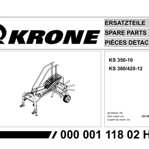 Krone Ks350 10 380 12 420 12 Parts Manual