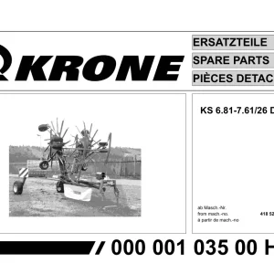 Krone Ks6.81 7.61 26 Duo Parts Manual