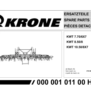 Krone Kwt7.70 6 8.50 8 10.50 8 Parts Manual
