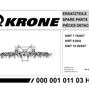 Krone Kwt7.70 6 8.80 8 10.50 8 Parts Manual