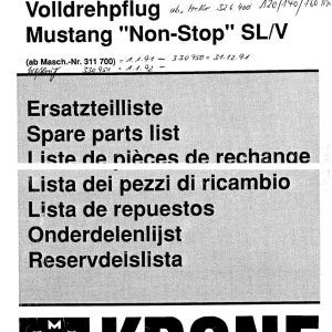 Krone Mustang Sl V Parts Manual