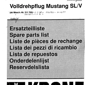 Krone Mustang Sl V Parts Manual