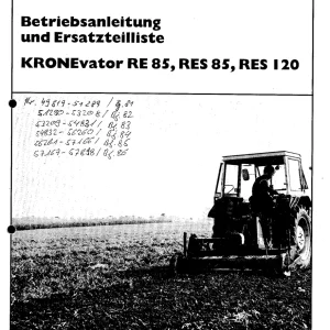 Krone Re85 Res85 Res120 Parts Manual