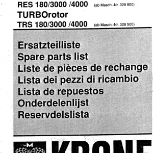 Krone Res180 3000 4000.Trs180 3000 4000 Parts Manual