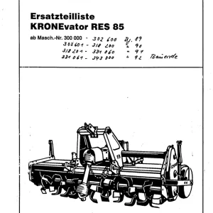 Krone Res85 Parts Manual