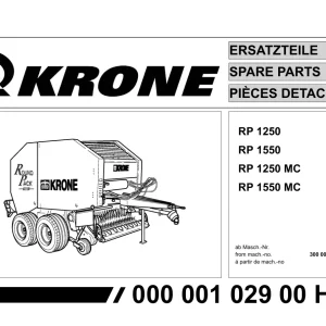 Krone 1250 1550 Parts Manual