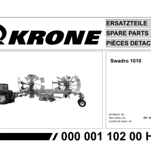 Krone Swadro 1010 Parts Manual