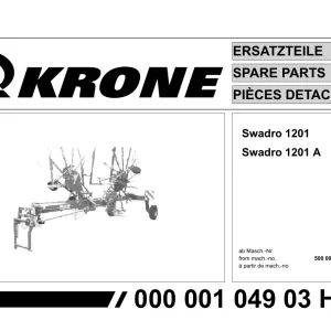 Krone Swadro 1201 A Parts Manual