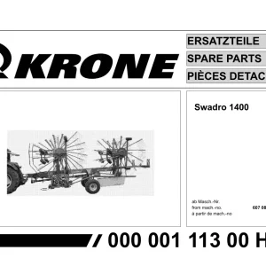 Krone Swadro 1400 Parts Manual