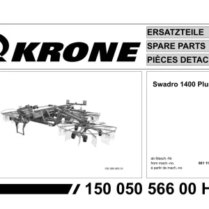 Krone Swadro 1400 Parts Manual