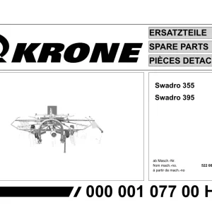 Krone Swadro 355 395 Parts Manual