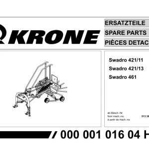 Krone Swadro 421 11 421 13 461 Parts Manual