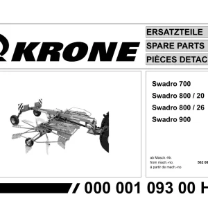 Krone Swadro 700 800 20 800 26 900 Parts Manual