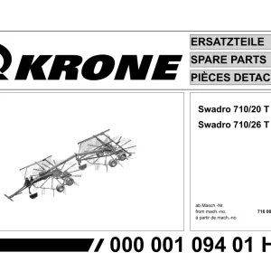 Krone Swadro 710 20 710 26T Parts Manual