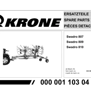 Krone Swadro 807 809 810 Parts Manual