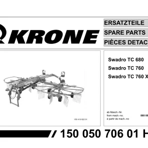 Krone Swadro Tc 680 760 X Treme Parts Manual