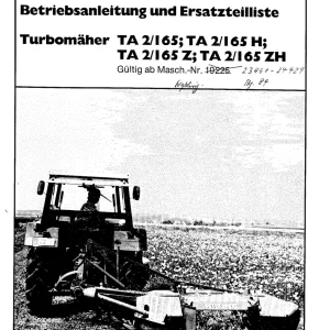 Krone Ta2 165 H Z Zh 1984 Disc Mower 1984 Parts Manual