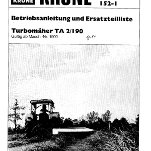 Krone Ta2 190 1981 Disc Mower 1981 Parts Manual