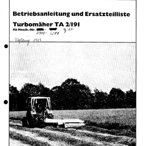 Krone Ta2 191 1987 Disc Mower 1987 Parts Manual