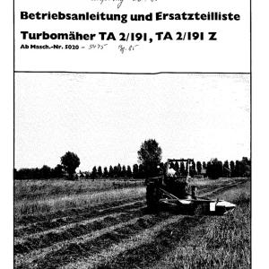Krone Ta2 191 Z 1985 Disc Mower 1985 Parts Manual