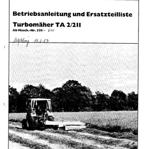 Krone Ta2 211 Disc Mower Parts Manual