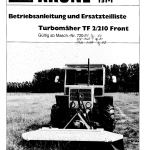 Krone Tf2 210 Disc Mower Parts Manual