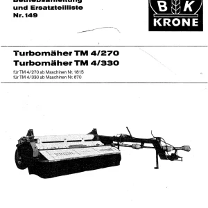 Krone Tm4 270 4 330 Disc Mower Parts Manual