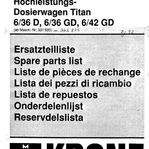 Krone Titan 6 36 6 42 D Gd Wagon Parts Manual