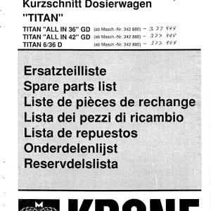 Krone Titan 6 36 All In 36 42 Gd Wagon Parts Manual
