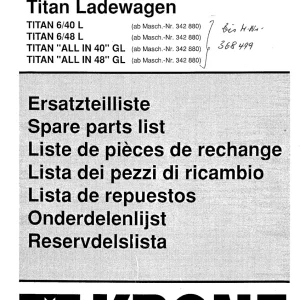 Krone Titan 6 40 6 48 All In 40 48 Gl Wagon Parts Manual
