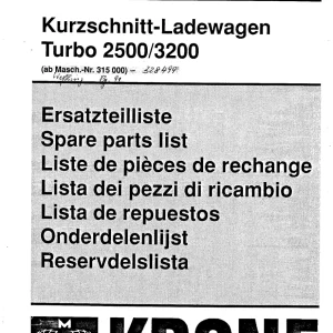 Krone Turbo 2500 3200 Wagon Parts Manual