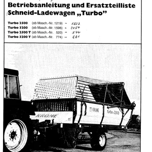 Krone Turbo 2500 3200 T Wagon Parts Manual
