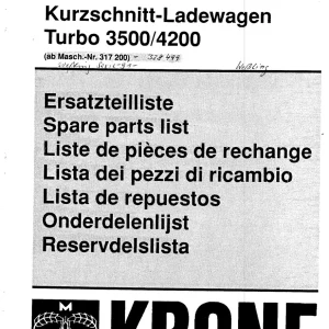 Krone Turbo 3500 4200 Wagon Parts Manual