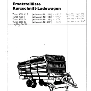 Krone Turbo 3500 4200 T G Wagon Parts Manual