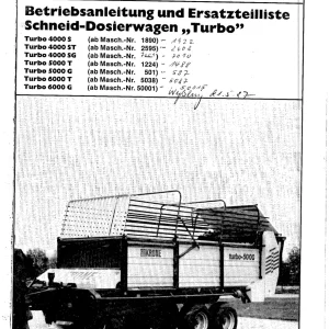 Krone Turbo 4000 5000 6000 S St Sg T G Wagon Parts Manual