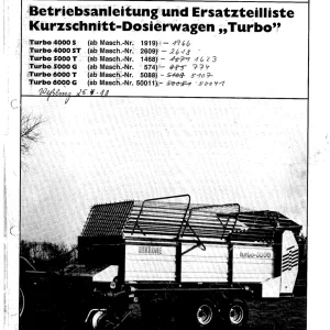 Krone Turbo 4000 5000 6000 S St T G Wagon Parts Manual