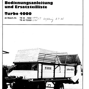 Krone Turbo 4000 Tb40 Wagon Parts Manual