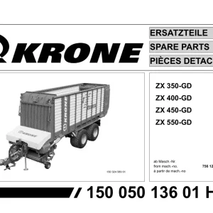Krone Zx 350 400 450 550 Gd Wagon Parts Manual
