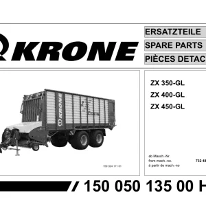 Krone Zx 350 400 450 Gl Wagon Parts Manual
