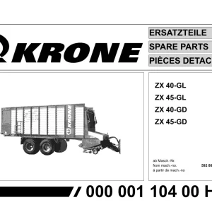 Krone Zx 40Gl 45Gl 40Gd 45Gd Wagon Parts Manual