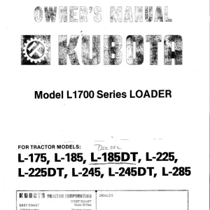 Kubota L1700 Operators Manual