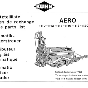 Kuhn Aero 1110 1121 Parts Manual