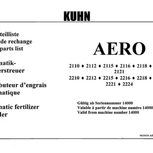 Kuhn Aero 2110 2224 Parts Manual