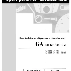 Kuhn Ga 381Gt Gm Parts Manual