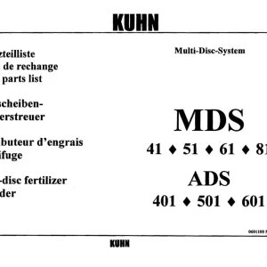 Kuhn Mds 41 51 61 81 Ads 401 501 601 Parts Manual