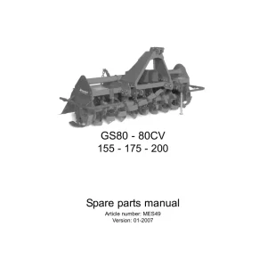 Kverneland Gs80 155 175 200 Parts Manual
