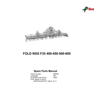 Kverneland Ngs F35 400 450 500 600 Parts Manual