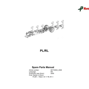 Kverneland Pl Rl 2008 2008 Parts Manual