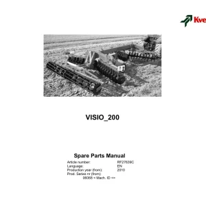 Kverneland Visio 200 Parts Manual