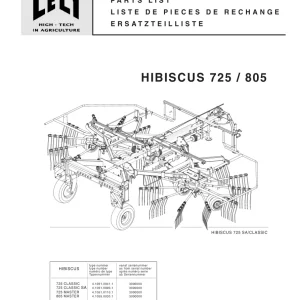 Lely Hibiscus 725 805 Parts Manual